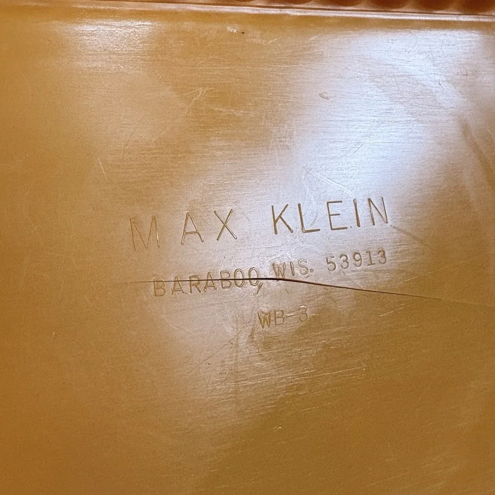 Vtg Max Klein Gold Lace Trash Can MCM Floral Ruffle Plastic Waste Basket Bathrm